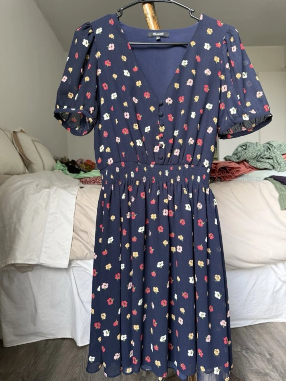 Madewell Women's Blue Floral Midi Dress